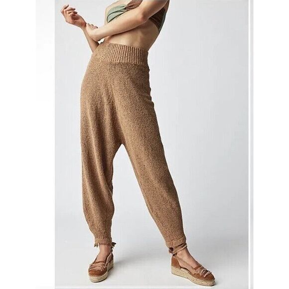 Free People Zulu & Zephyr Almond Cotton Blend Knit Pants Size 6 - Picture 1 of 9